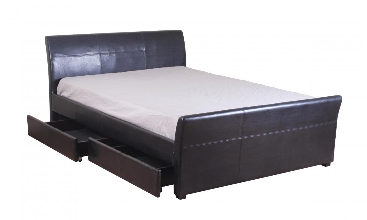 Leather sleigh bed with drawers deals